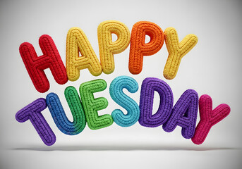 Playful 3D Crochet &ldquo;Happy Tuesday&rdquo; with Rainbow Yarn