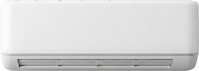 White wall mounted air conditioner unit with visible vents and clean design transparent background