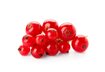 Fresh red currants on white background