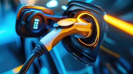 Electric car charging close-up