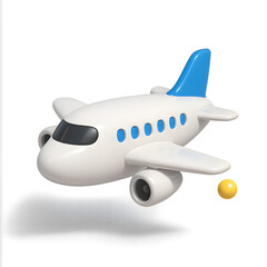 3D airplane icon for travel and flight booking. Transportation and vacation concept.