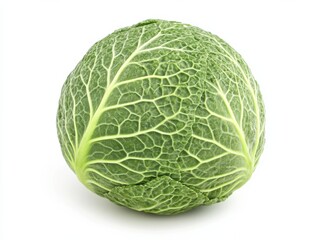 Fototapeta premium Savoy Cabbage on White Background - Fresh Green Vegetable, vegetarian , healthy