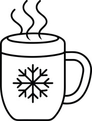 Christmas mug line art vector illustration hot drink snowflake design