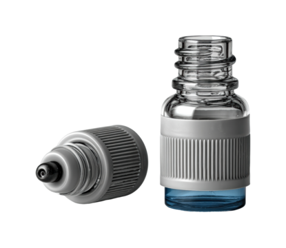 Packaging and dispensing action for liquid products industrial glass bottle focus isolated on transparent background, png