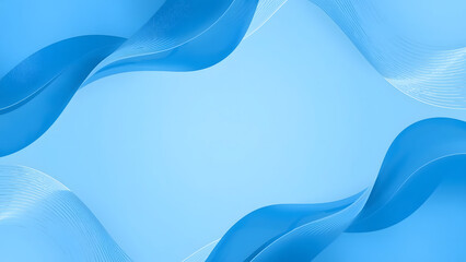 Abstract Blue Waves with Subtle Golden Lines.