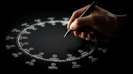 Hand drawing social network circle.