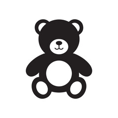 Obraz premium Teddy bear icon silhouette vector flat illustration on white background.