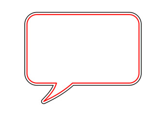 Black and red outlined square blank speech bubble on transparent background sticker. 
