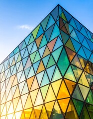 Fototapeta premium Colorful Geometric Glass Building Facade