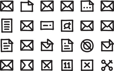 Mail envelope document icons communication symbols