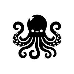Minimalist octopus waving its tentacles