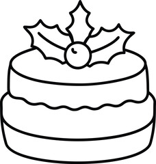 Delicious christmas cake line art vector illustration