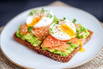 Avocado Salmon Toast with Poached Egg