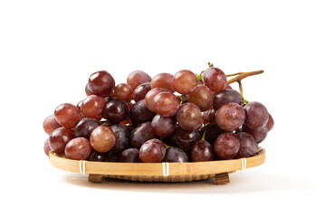 sweet red grapes isolated on white background.