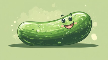 Naklejka premium Cute cartoon pickle with happy expression.