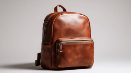 Stylish brown leather backpack with a sleek design and functional features for everyday use