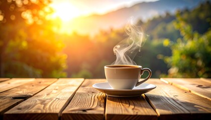 Morning coffee outdoors