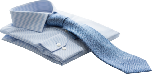 Blue striped dress shirt with a textured blue tie clothing item formal transparent background
