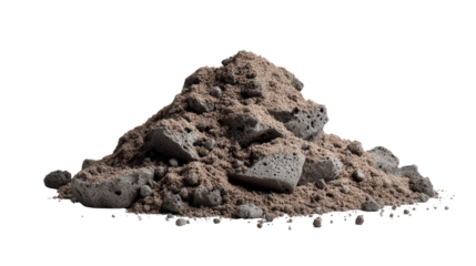 Pile of rock: An elevated view of a stony mound, capturing a raw material with natural textures and a hint of mystery