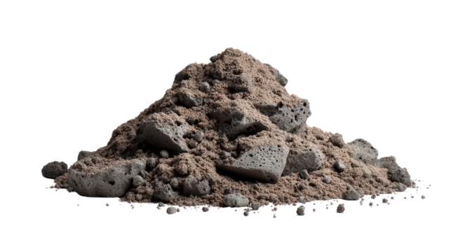 Pile of rock: An elevated view of a stony mound, capturing a raw material with natural textures and a hint of mystery