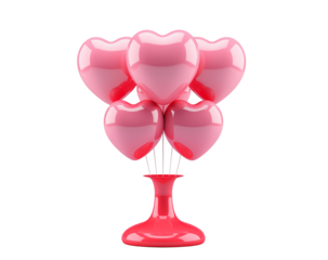 Stunning pink heart balloons gracefully float from a sleek red vase, perfect for romance and celebration