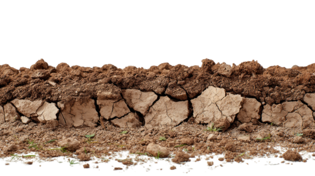 Cracked Earth: An arid panorama with detailed, textured cracks and crevices, a striking illustration of drought and land degradation.