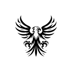 Minimalist tribal eagle in flight with gaming claws