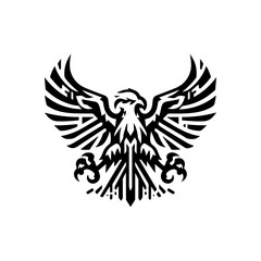 Obraz premium Minimalist tribal eagle in flight with gaming claws