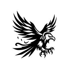 Obraz premium Minimalist tribal eagle in flight with gaming claws