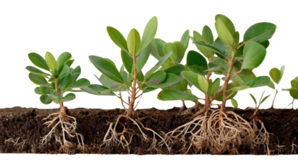 Growth and Roots: Illustrating the journey of life and growth, vibrant green plants with their root systems are shown sprouting from the soil.