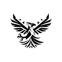 Minimalist tribal eagle in flight with gaming claws