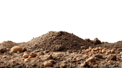 Arable Land Close-up: A detailed look at the rich, earthy texture of arable land, revealing small stones and new life. This image evokes a sense of growth and potential