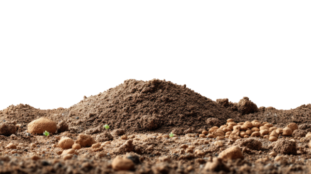 Arable Land Close-up: A detailed look at the rich, earthy texture of arable land, revealing small stones and new life. This image evokes a sense of growth and potential