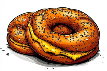 Delicious vector-style illustration of two colorful donuts on a white background