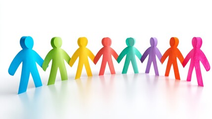 Colorful Paper People Standing Together in a Circle