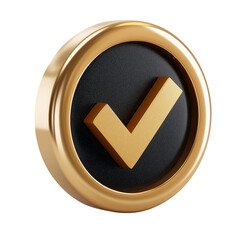 3D Realistic check mark button illustration isolated on transparent background. Symbol of selection, confirmation or approval.