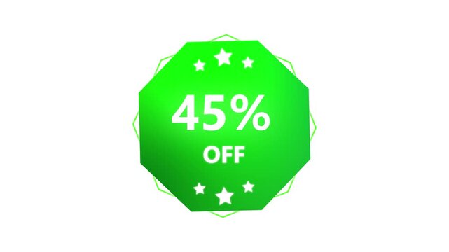 Green discount badge animation. Promotion and marketing graphic element with motion. Sale discount badge animation. Looping motion graphics for retail and ecommerce.