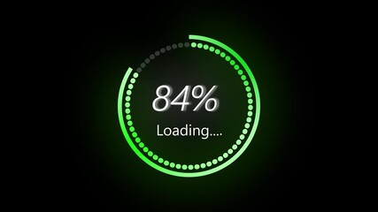Green neon circular loading animation. Seamless progress bar for UX UI. Neon green digital loading circle. Animated progress indicator for interface design. - Powered by Adobe