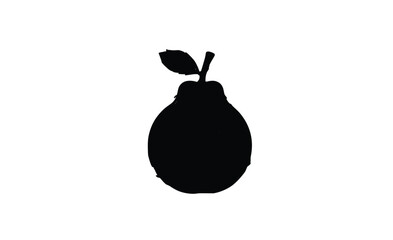 Minimal Pear Fruit Black Outline Vector on White Background