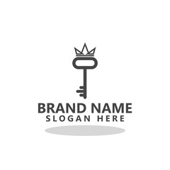 Royal king key crown icon with shadow