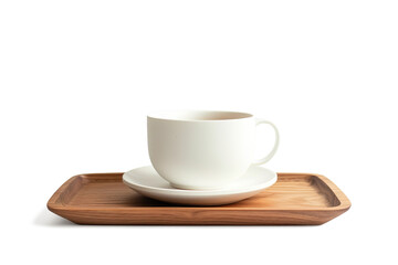 Teacup on Wooden Tray on a transparent background