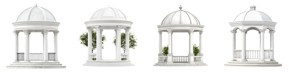 Obraz premium Elegant White Gazebo Collection - Outdoor Architecture
