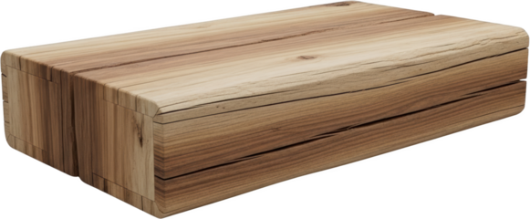 Natural wood block with rounded edges and visible grain isolate wooden