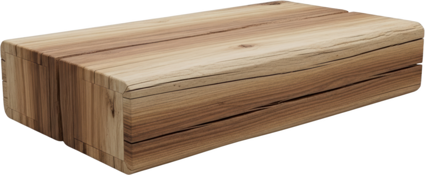 Natural wood block with rounded edges and visible grain isolate wooden - Powered by Adobe