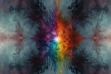 Fototapeta premium Vibrant multicolor brushstroke abstract painting with dynamic flowing patterns, AI-generated