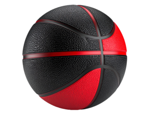 black and red basketball isolated on white background