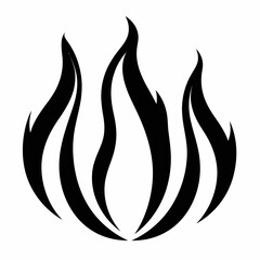 A stylized, black-and-white illustration of a flame, comprising smooth, curved, flame-shaped forms