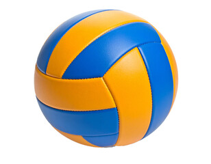 Blue and yellow volleyball isolated on white background