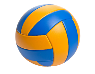 Blue and yellow volleyball isolated on white background