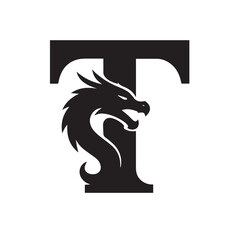 Black Dragon T Letter Logo vector